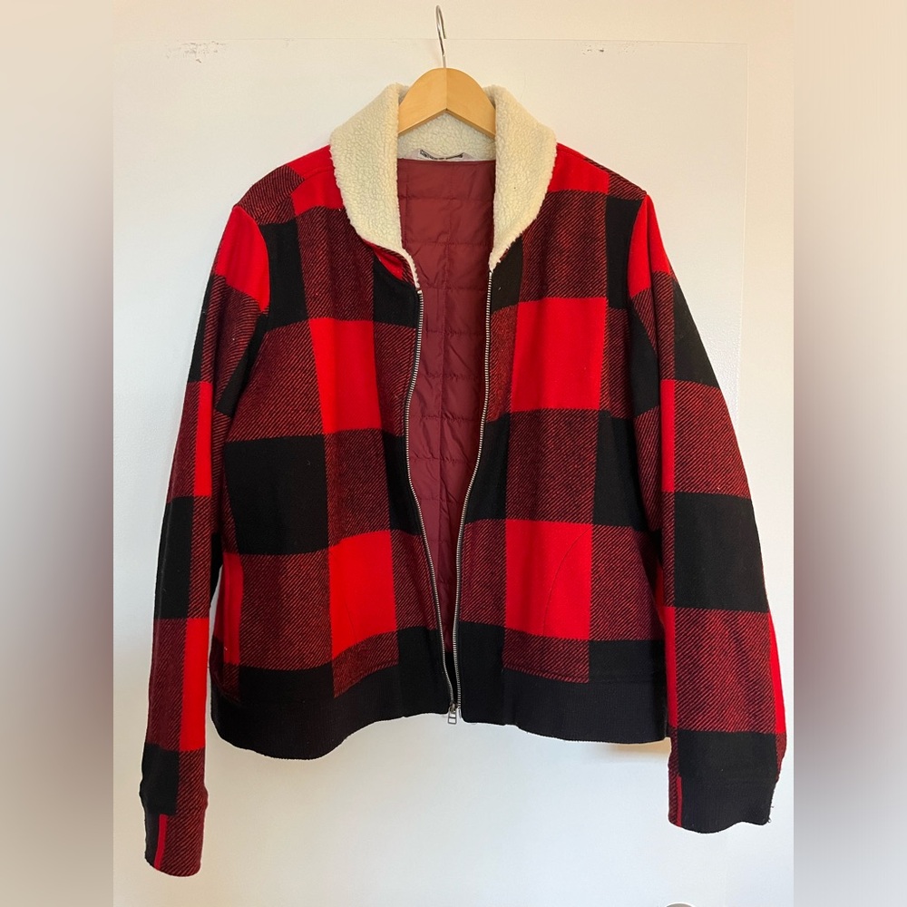 Woolrich Buffalo Plaid Sherpa Lined Bomber Jacket
